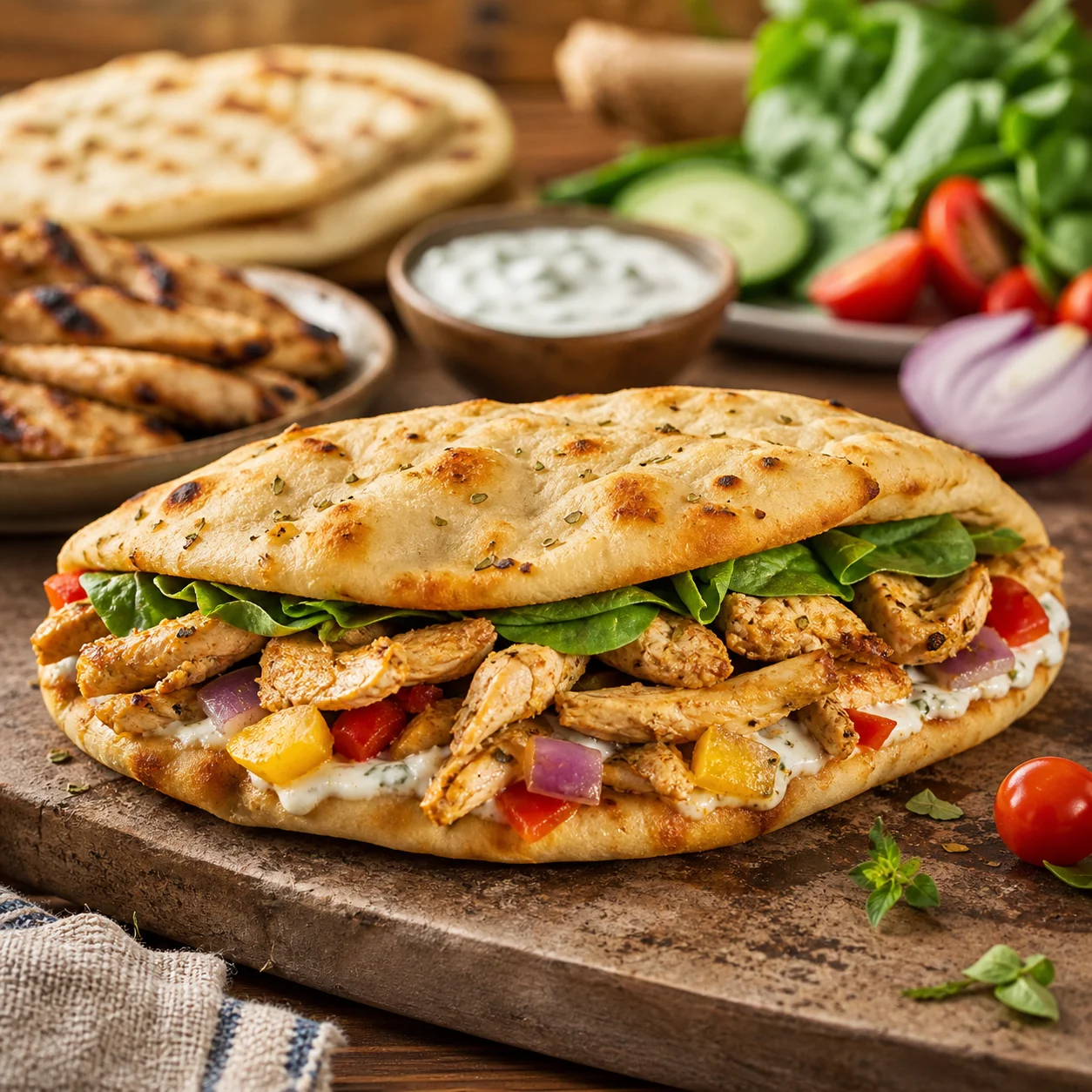 Chicken Gyros Style Flatbread